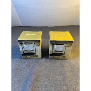 Home Trends Glass Tea Light Candle Holder with Metal Stand Set of 2 New‎